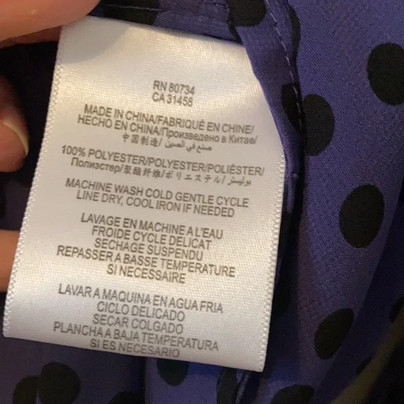 BCBGeneration Sheer Purple Top w/ Black Polka Dots, M - Picture 6 of 7